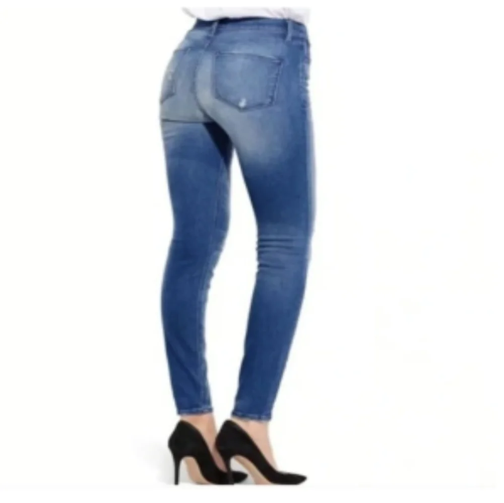 AYR Jean Skinny Stretch Ankle High Rise Distressed Ripped Zip Fly White 31 NWT - Picture 7 of 16